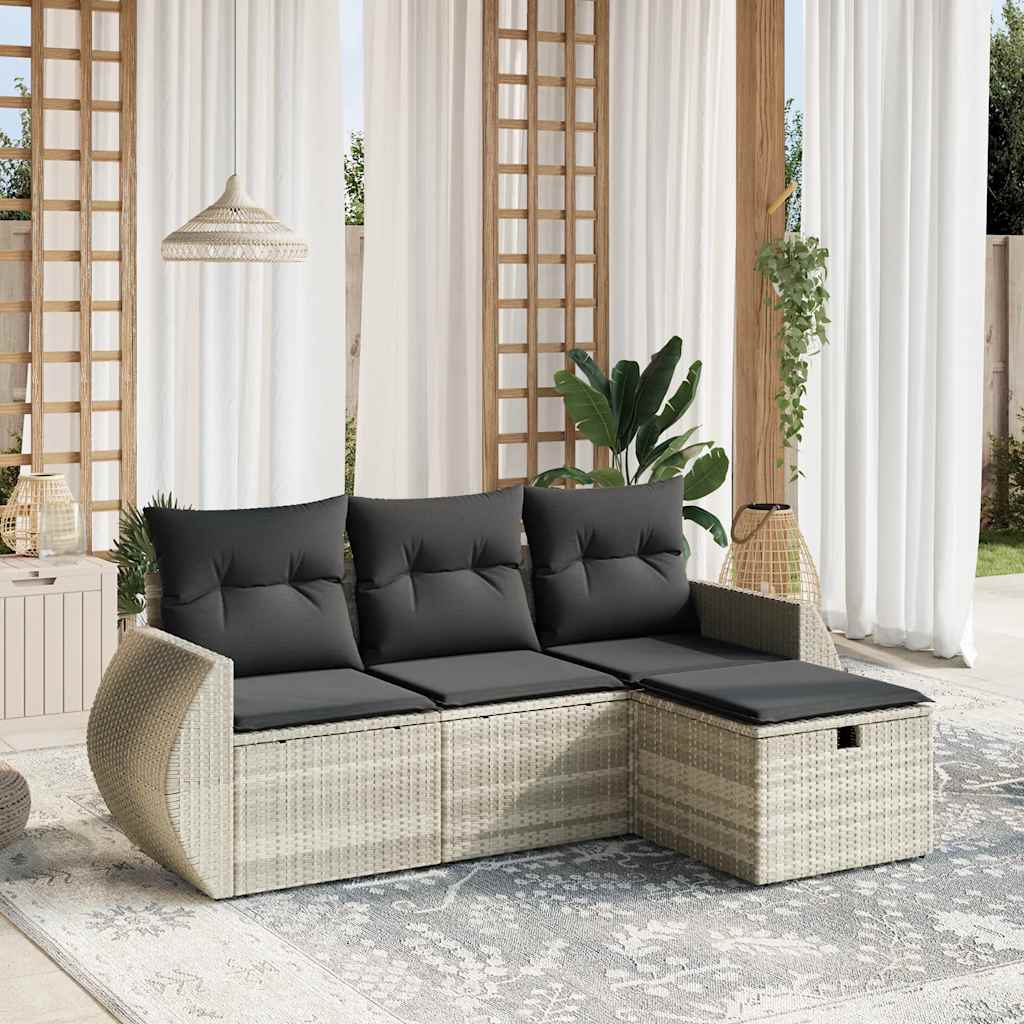 4-dijelni set vrtnih sofa s jastucima svijetlosivi poliratan