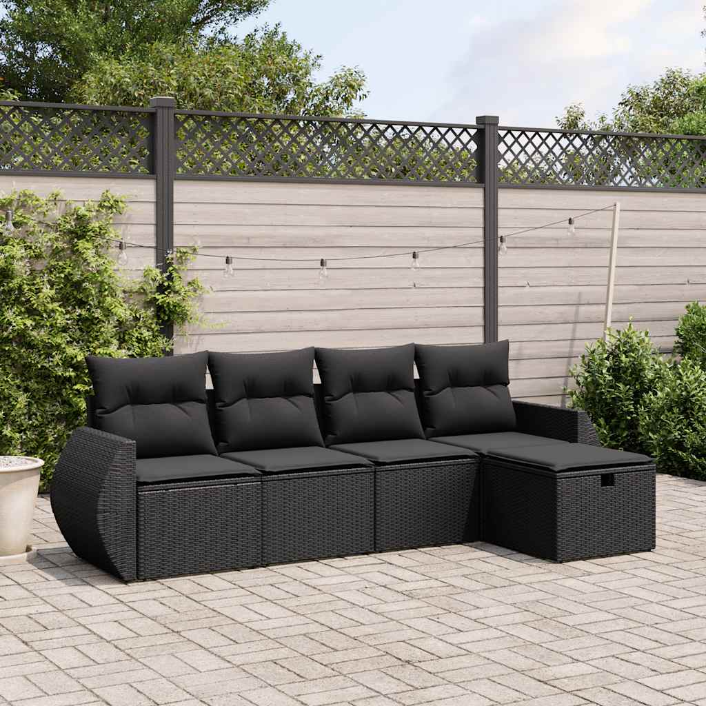 5-dijelni set vrtnih sofa s jastucima bež od poliratana