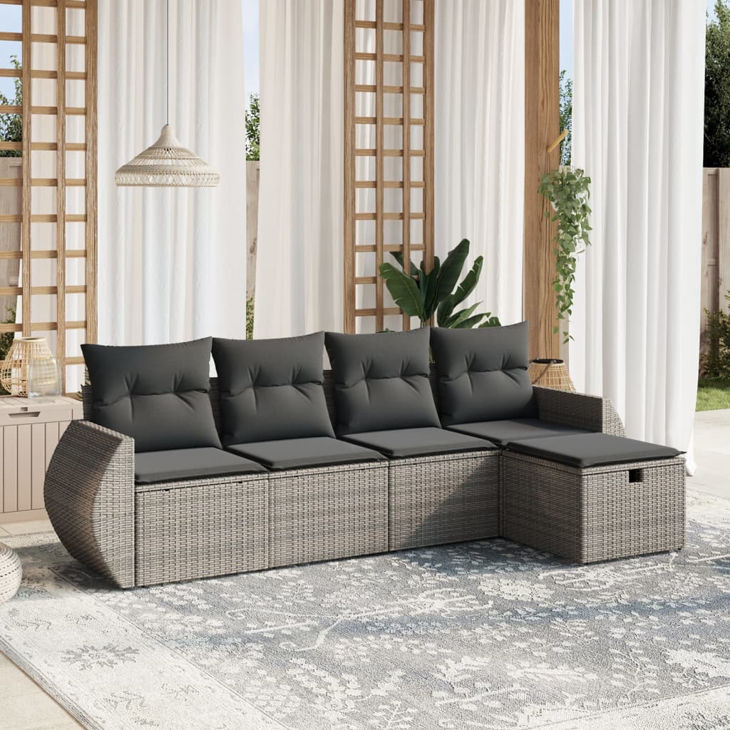 5-dijelni set vrtnih sofa s jastucima bež od poliratana