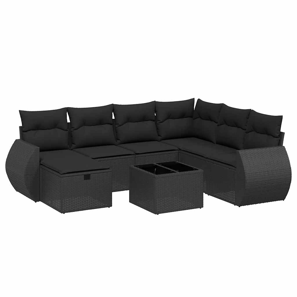 8-dijelni set vrtnih sofa od poliratana s jastucima crni Crna 70 x 62.5 x 69 cm
