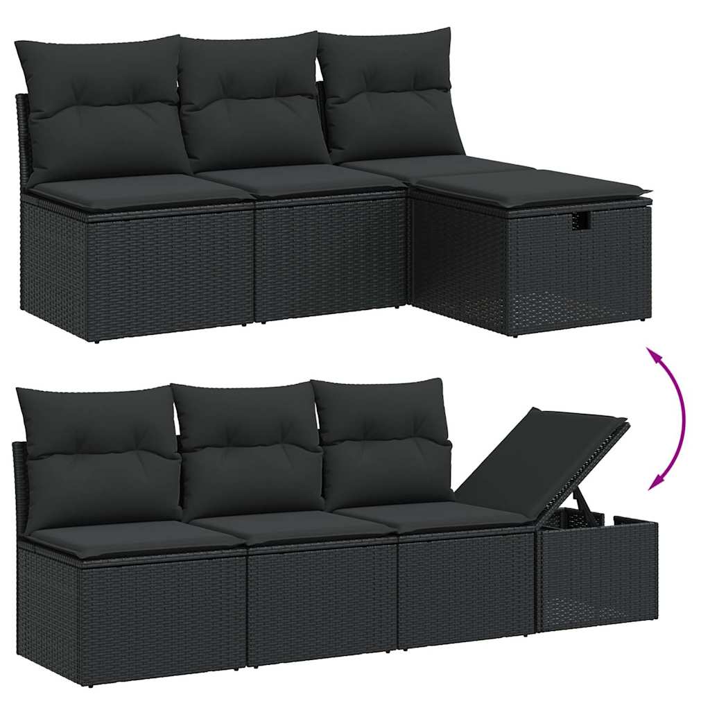 8-dijelni set vrtnih sofa od poliratana s jastucima crni Crna 70 x 62.5 x 69 cm
