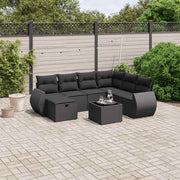 8-dijelni set vrtnih sofa od poliratana s jastucima crni Crna 70 x 62.5 x 69 cm