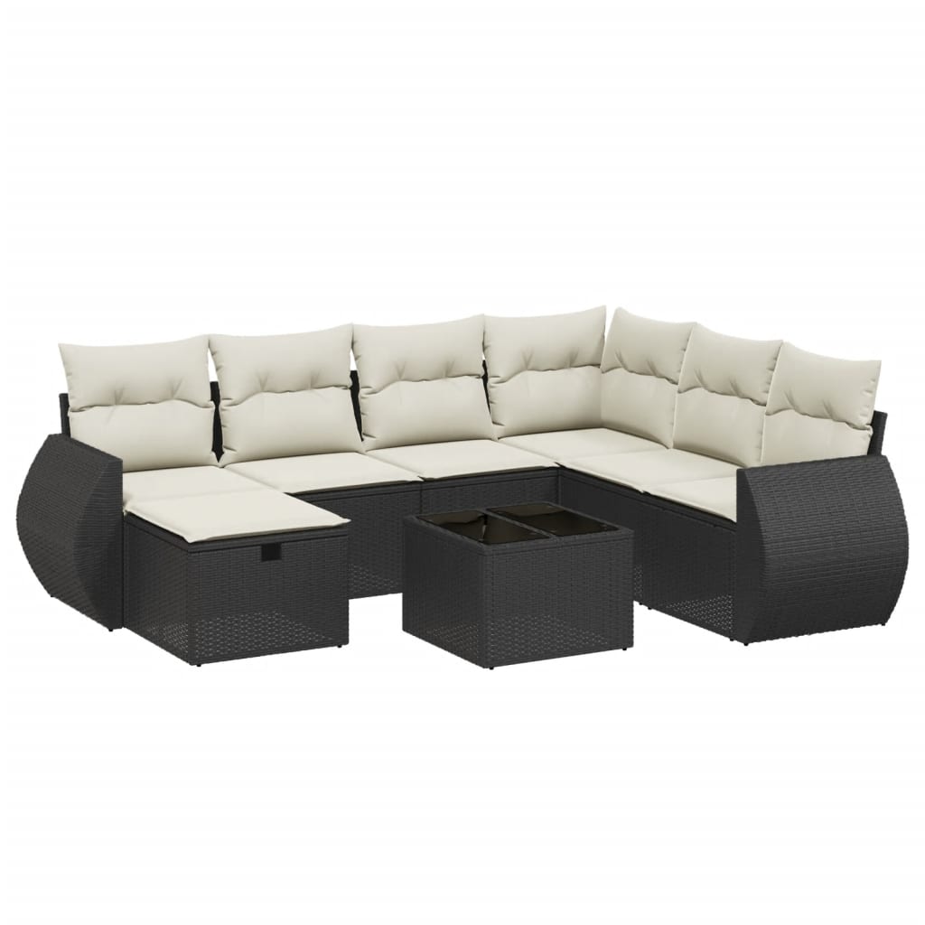 8-dijelni set vrtnih sofa od poliratana s jastucima crni Crna 70 x 62.5 x 69 cm