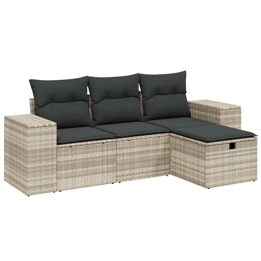 4-dijelni set vrtnih sofa s jastucima svijetlosivi poliratan