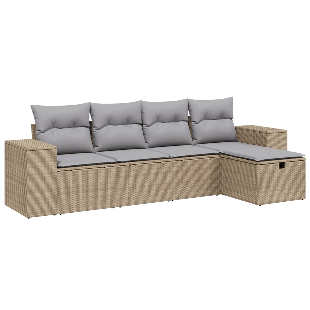5-dijelni set vrtnih sofa s jastucima bež od poliratana