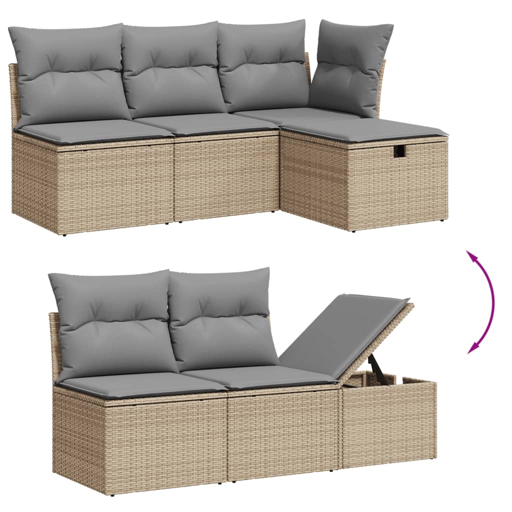 6-dijelni set vrtnih sofa s jastucima bež od poliratana
