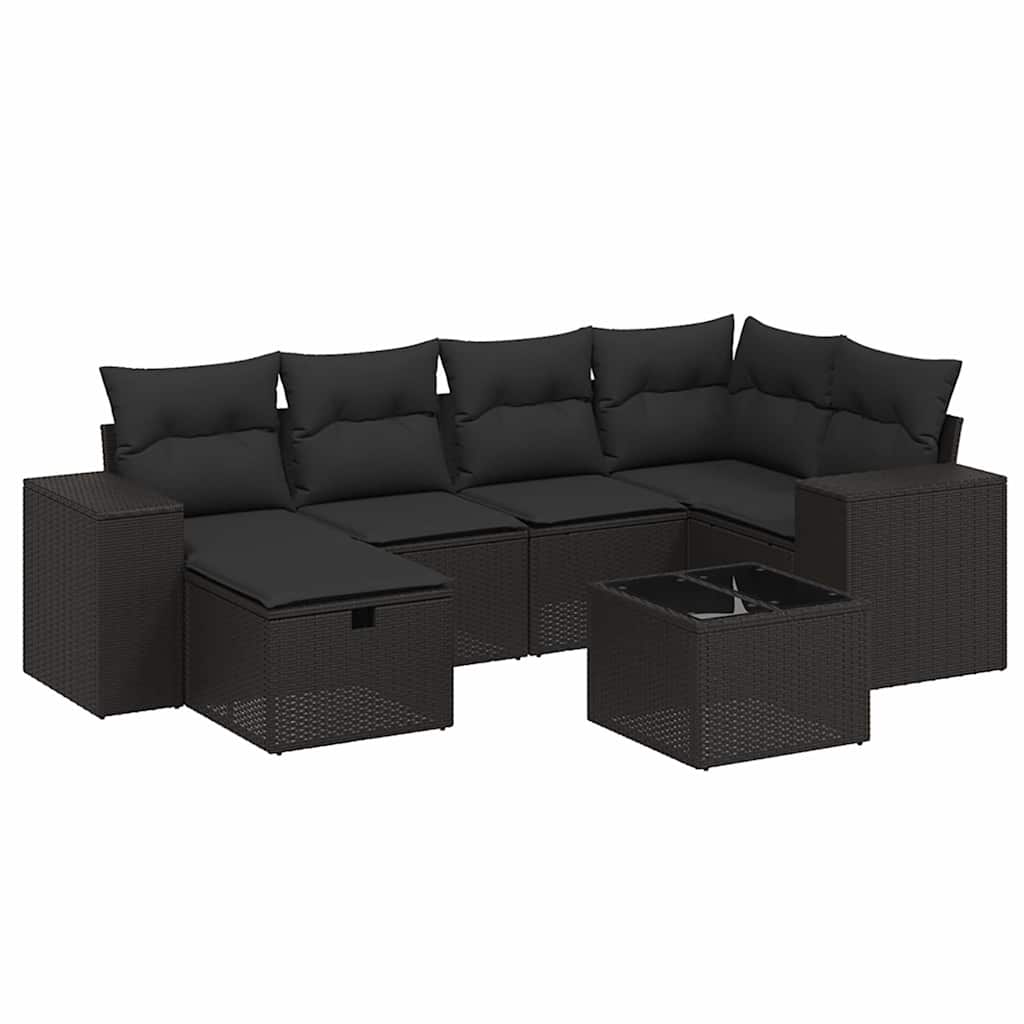 7-dijelni set vrtnih sofa od poliratana s jastucima crni
