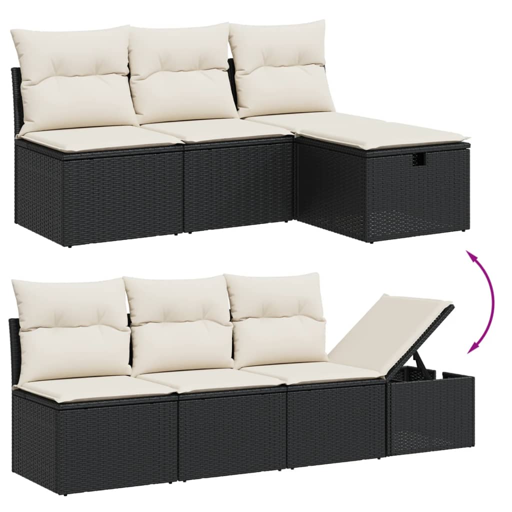 7-dijelni set vrtnih sofa od poliratana s jastucima crni