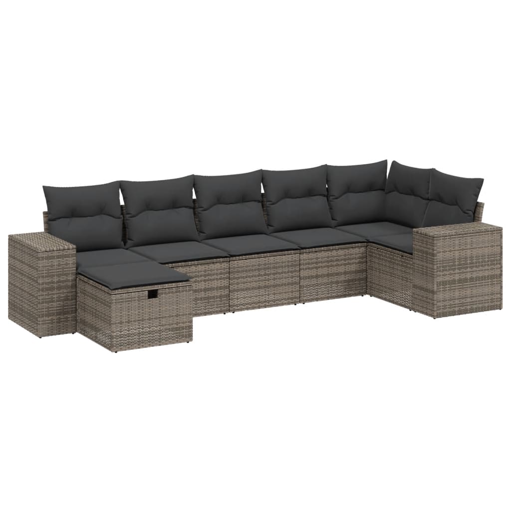 7-dijelni set vrtnih sofa sivi od poliratana