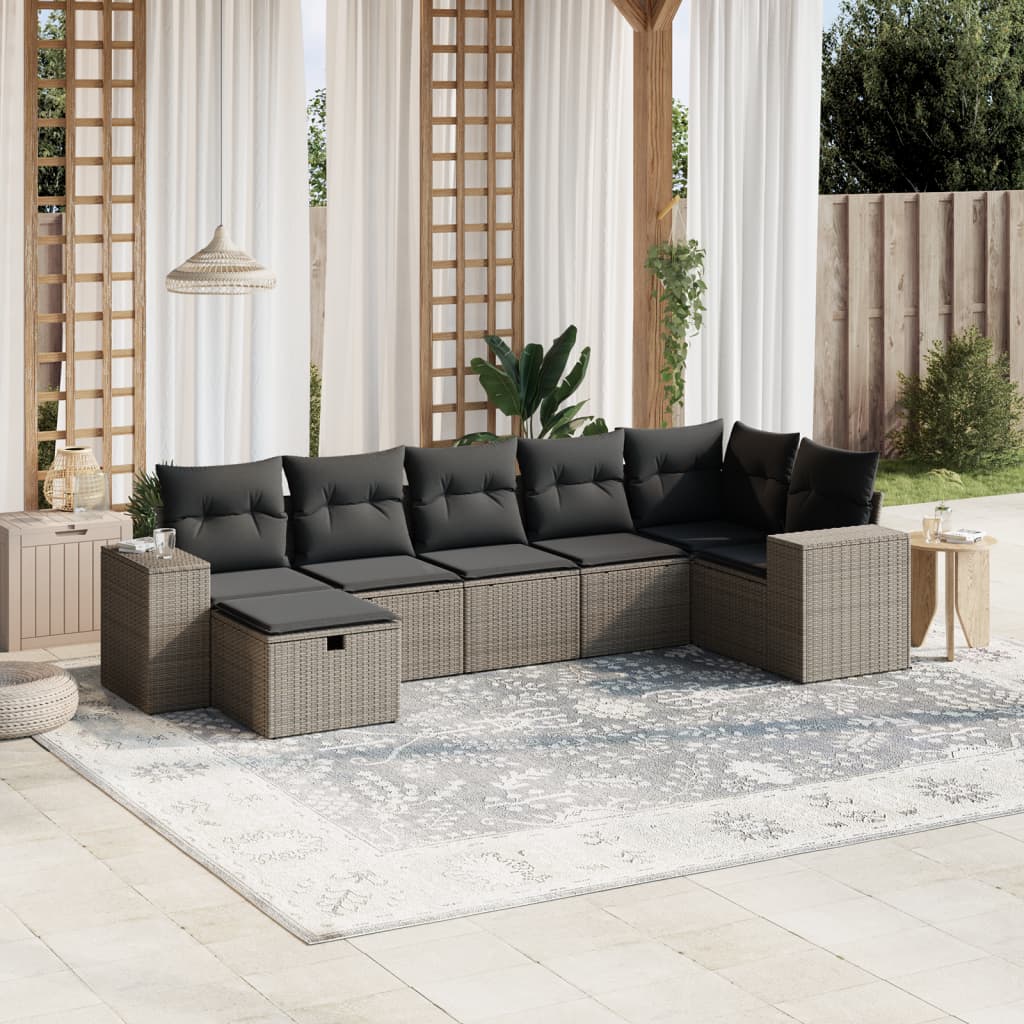 7-dijelni set vrtnih sofa svjetlosivi od poliratana