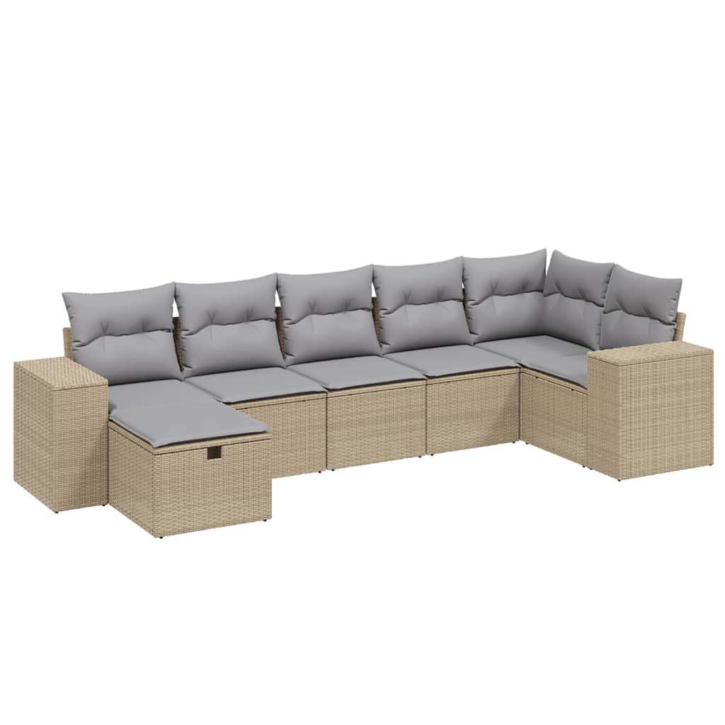 7-dijelni set vrtnih sofa s jastucima bež od poliratana