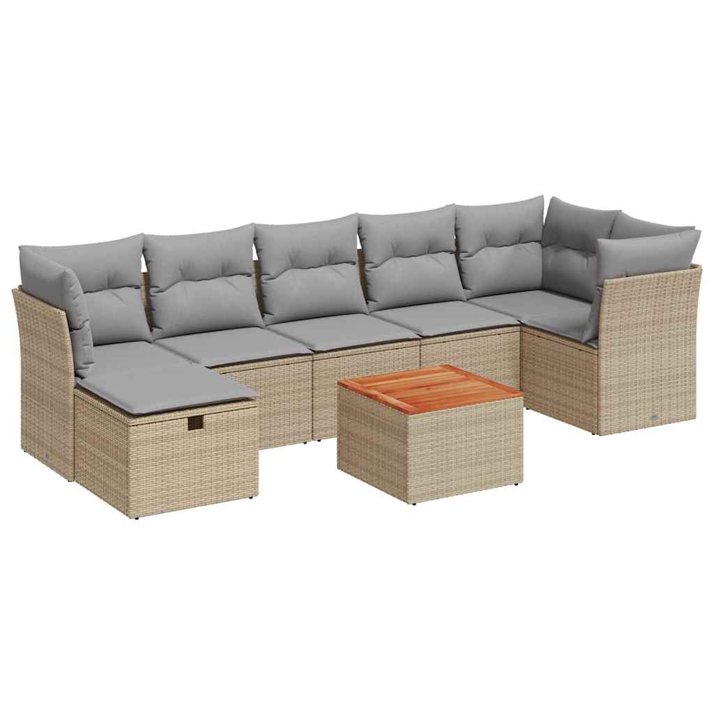 8-dijelni set vrtnih sofa s jastucima bež od poliratana