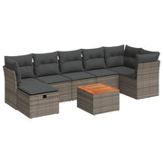 8-dijelni set vrtnih sofa od poliratana s jastucima sivi