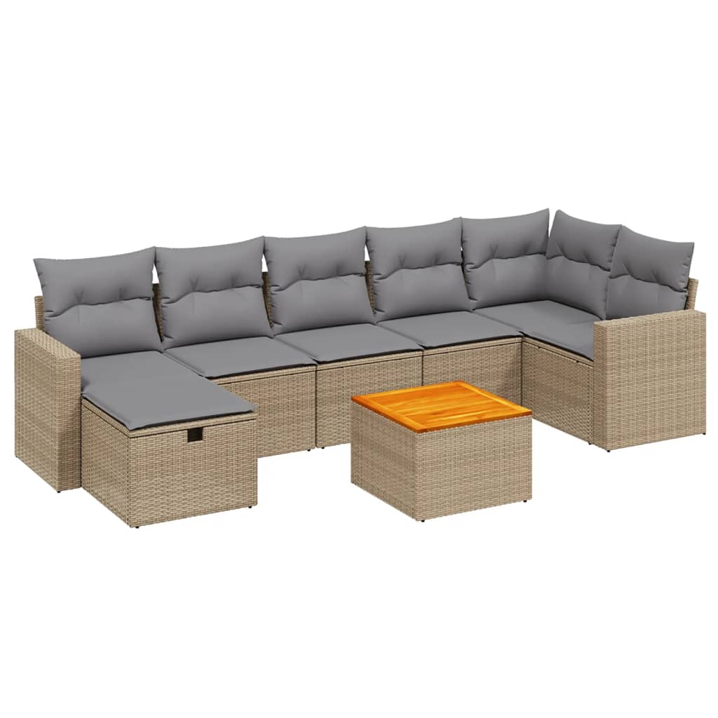 8-dijelni set vrtnih sofa s jastucima bež od poliratana