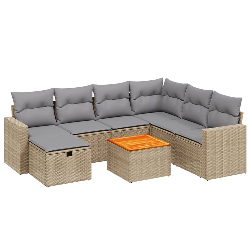 8-dijelni set vrtnih sofa s jastucima bež od poliratana