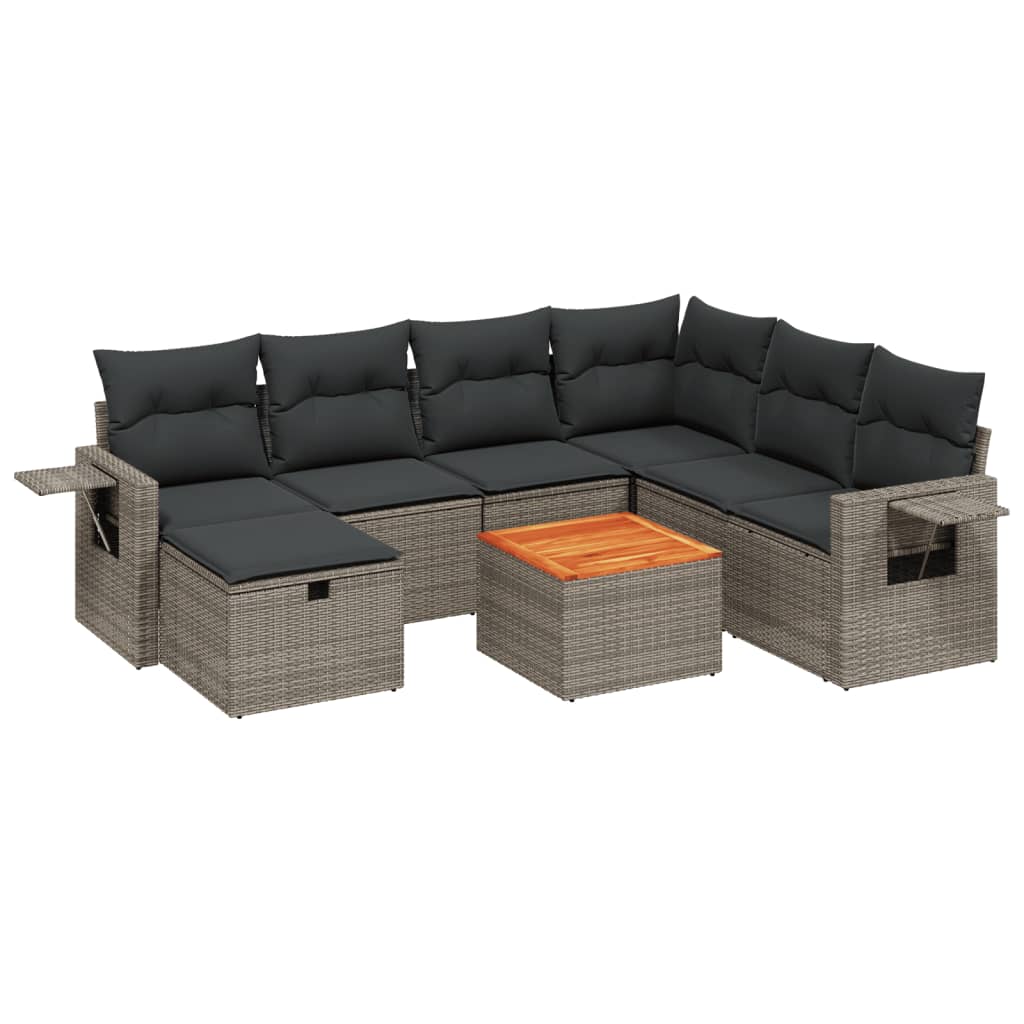 8-dijelni set vrtnih sofa od poliratana s jastucima sivi