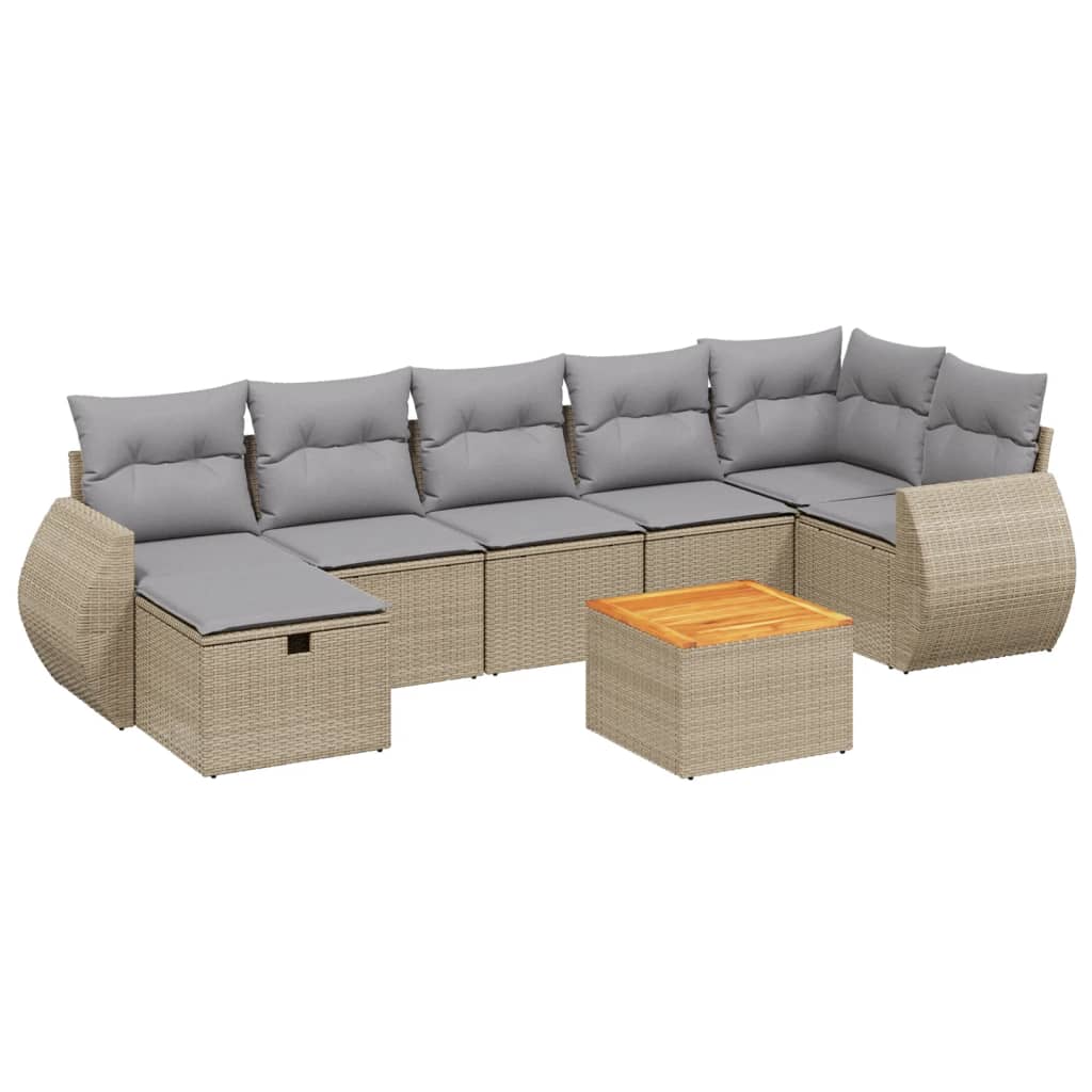 8-dijelni set vrtnih sofa s jastucima bež od poliratana