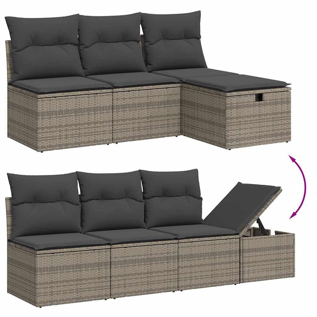 8-dijelni set vrtnih sofa od poliratana s jastucima sivi