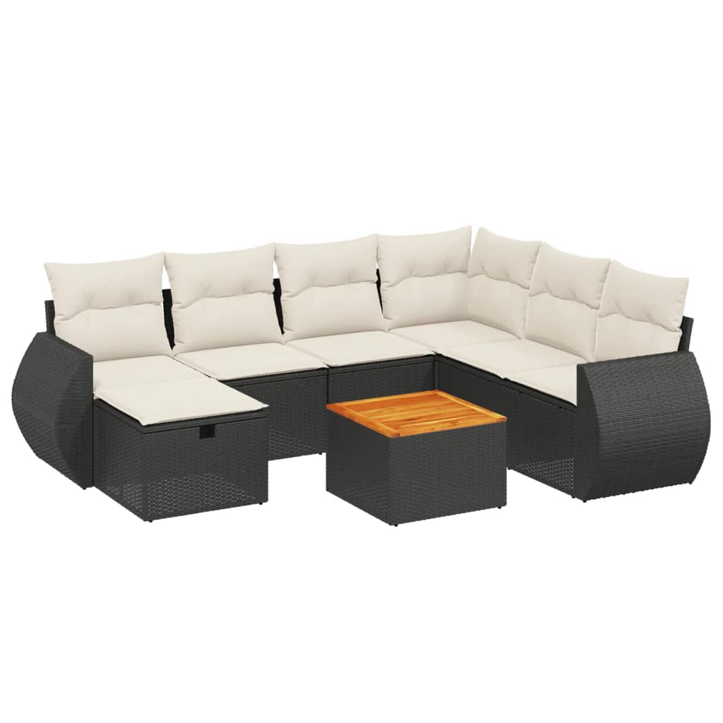 8-dijelni set vrtnih sofa od poliratana s jastucima crni