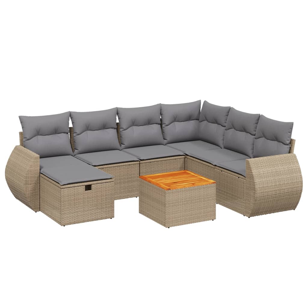8-dijelni set vrtnih sofa s jastucima bež od poliratana