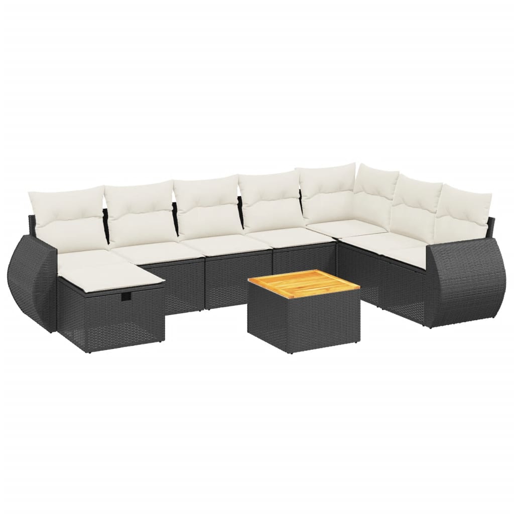 9-dijelni set vrtnih sofa s jastucima crni od poliratana