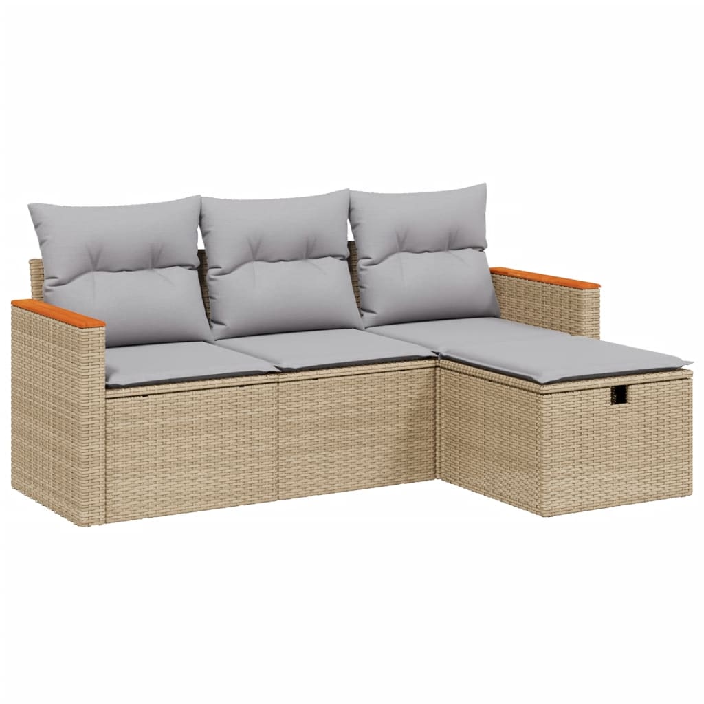 4-dijelni set vrtnih sofa s jastucima bež od poliratana