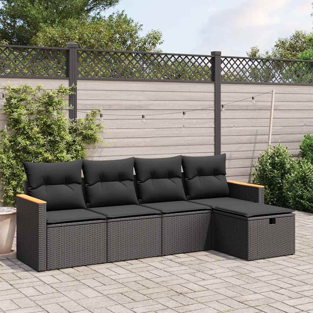 5-dijelni set vrtnih sofa s jastucima bež od poliratana