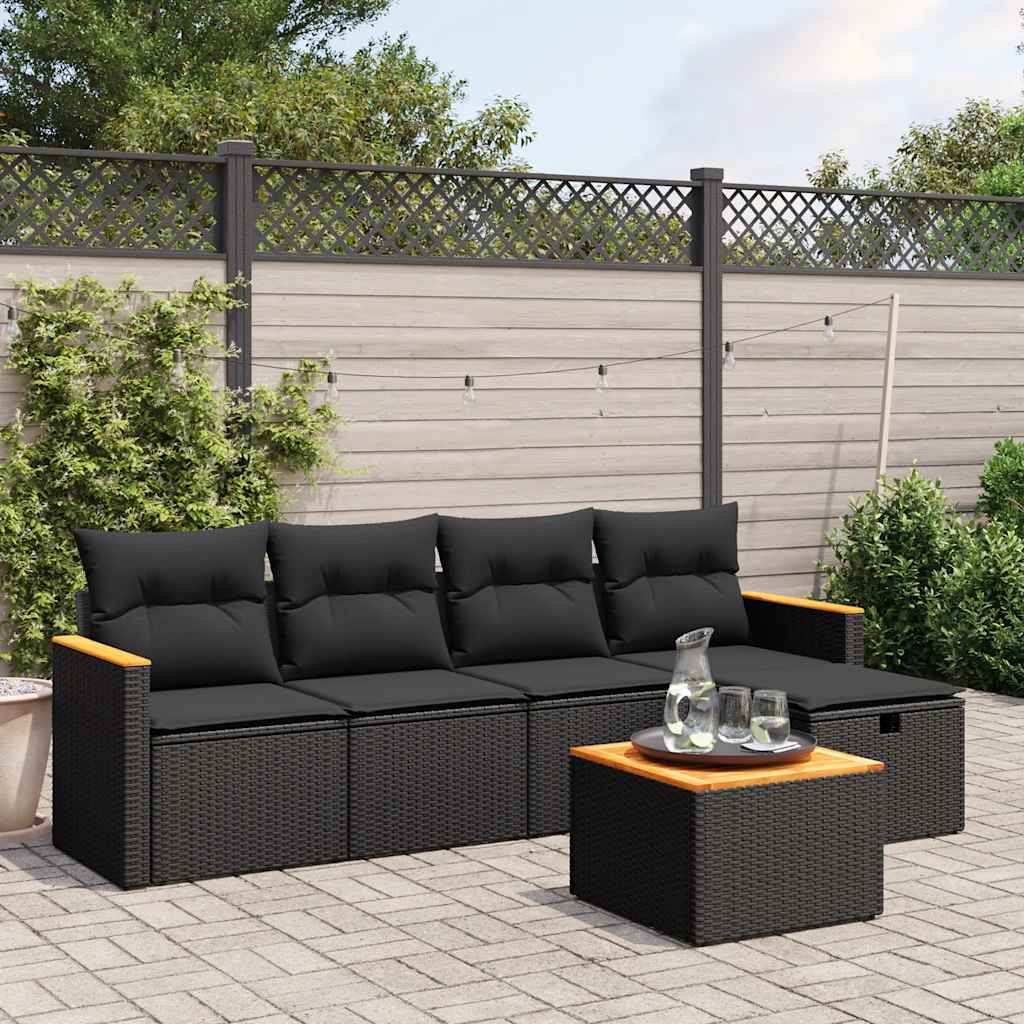 5-dijelni set vrtnih sofa s jastucima bež od poliratana