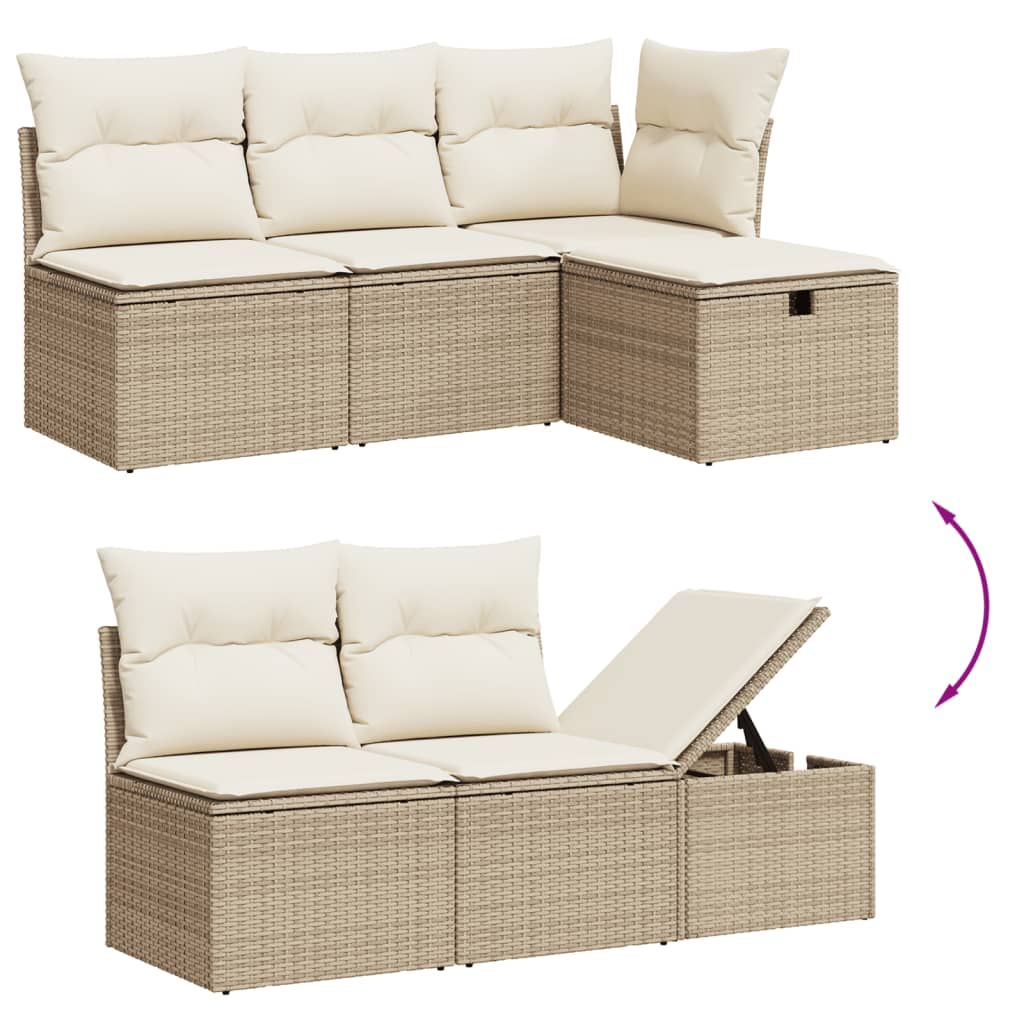 5-dijelni vrtni set sofa s jastucima bež od poliratana
