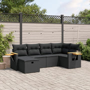 6-dijelni set vrtnih sofa s jastucima crni od poliratana Crna 62 x 62 x 69 cm