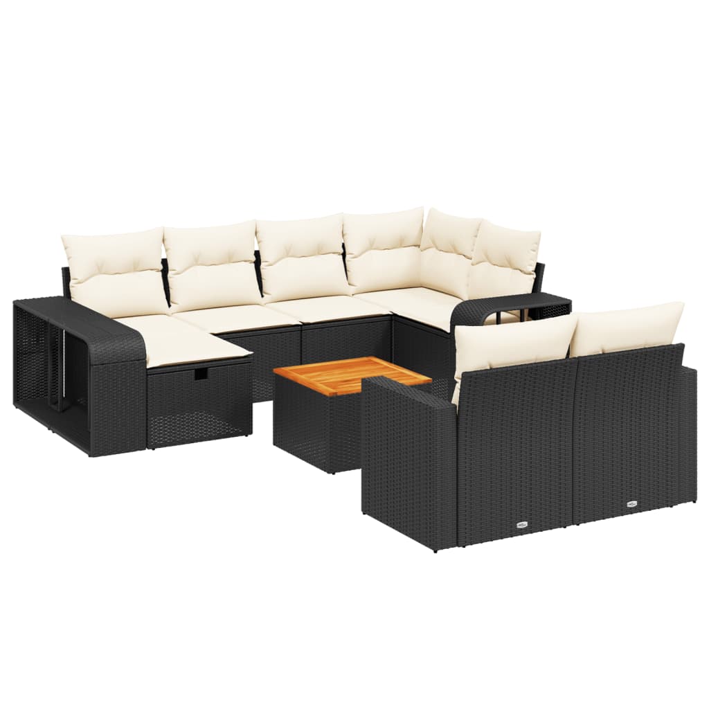 11-dijelni set vrtnih sofa od poliratana s jastucima crni