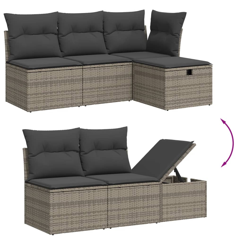 11-dijelni set vrtnih sofa od poliratana s jastucima sivi