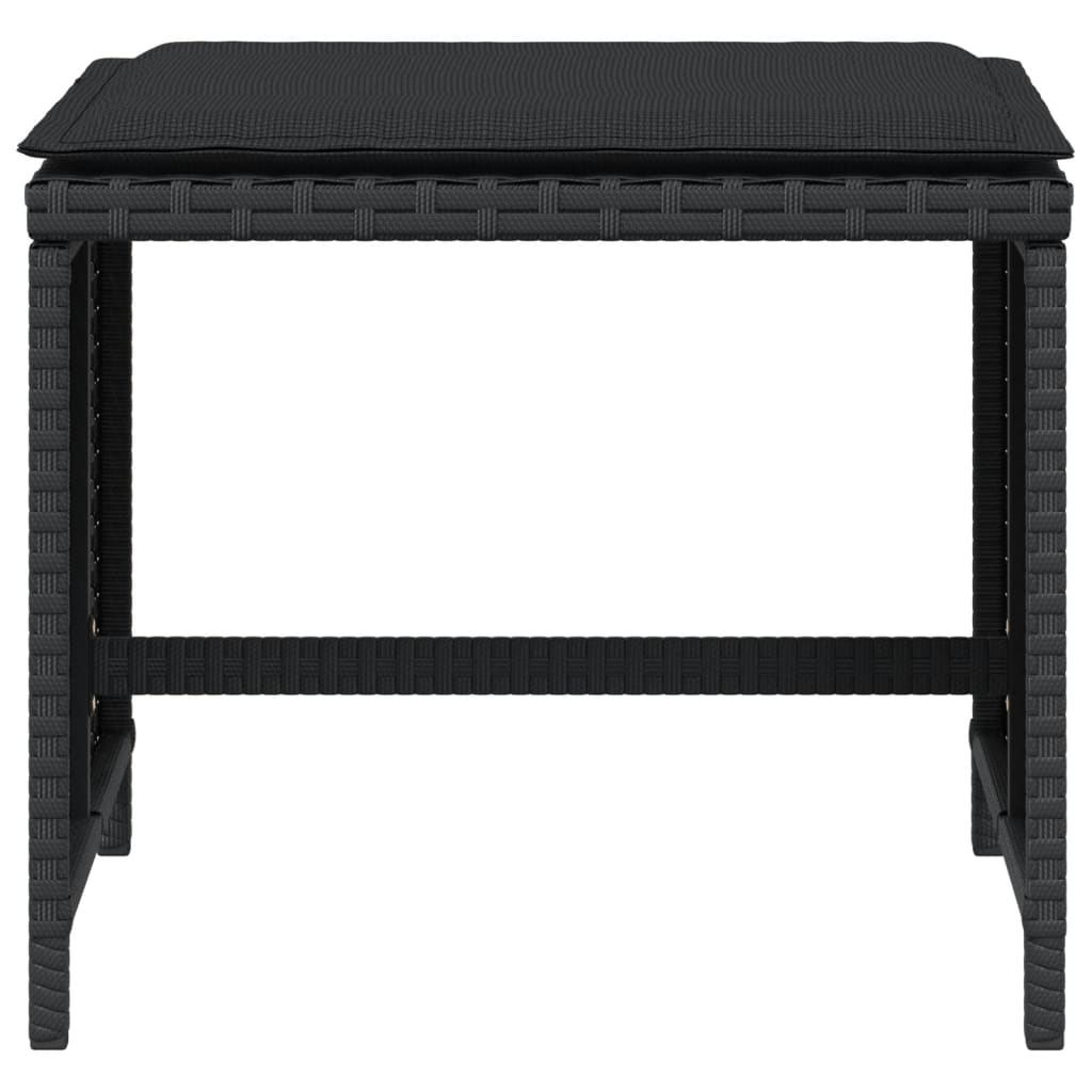 Vrtni stolci s jastucima 4 kom crni 40x40x35 cm od poliratana