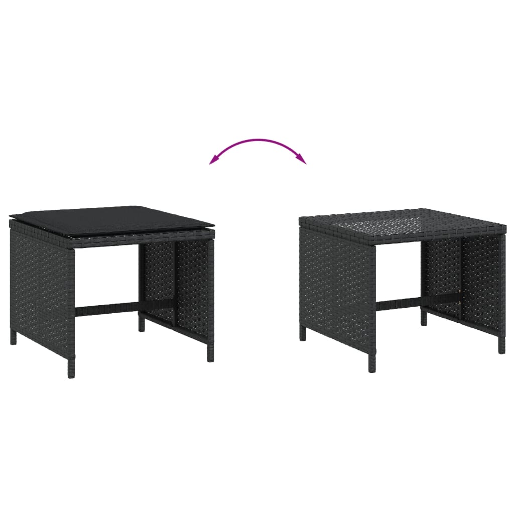 Vrtni stolci s jastucima 4 kom crni 40x40x35 cm od poliratana
