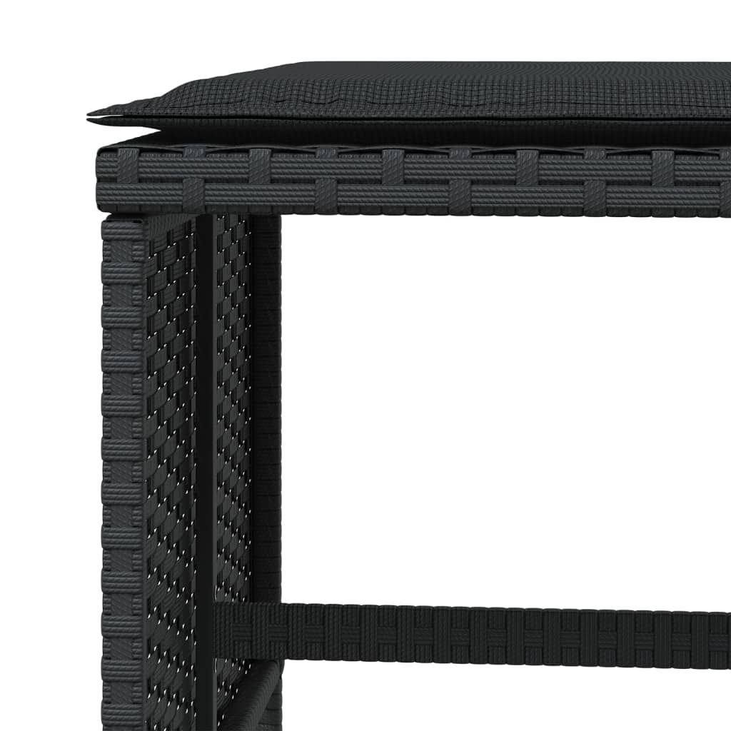 Vrtni stolci s jastucima 4 kom crni 40x40x35 cm od poliratana