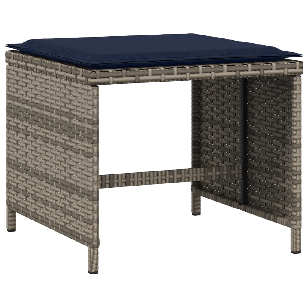 Vrtni stolci s jastucima 4 kom sivi 40x40x35 cm od poliratana
