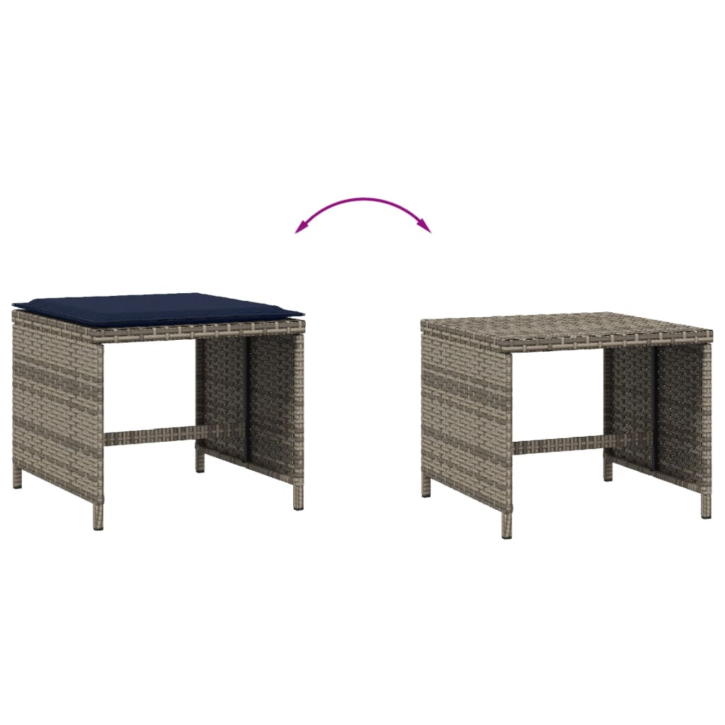 Vrtni stolci s jastucima 4 kom sivi 40x40x35 cm od poliratana