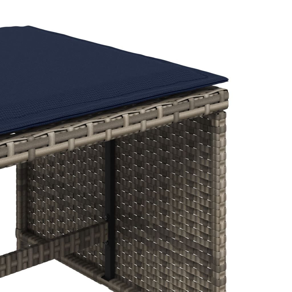 Vrtni stolci s jastucima 4 kom sivi 40x40x35 cm od poliratana
