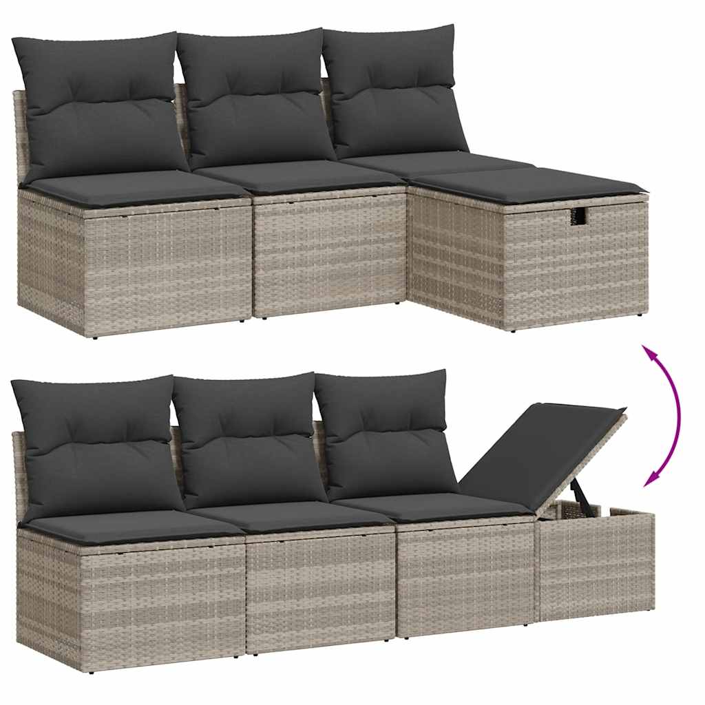 9-dijelni set vrtnih sofa od poliratana s jastucima svjetlosivi