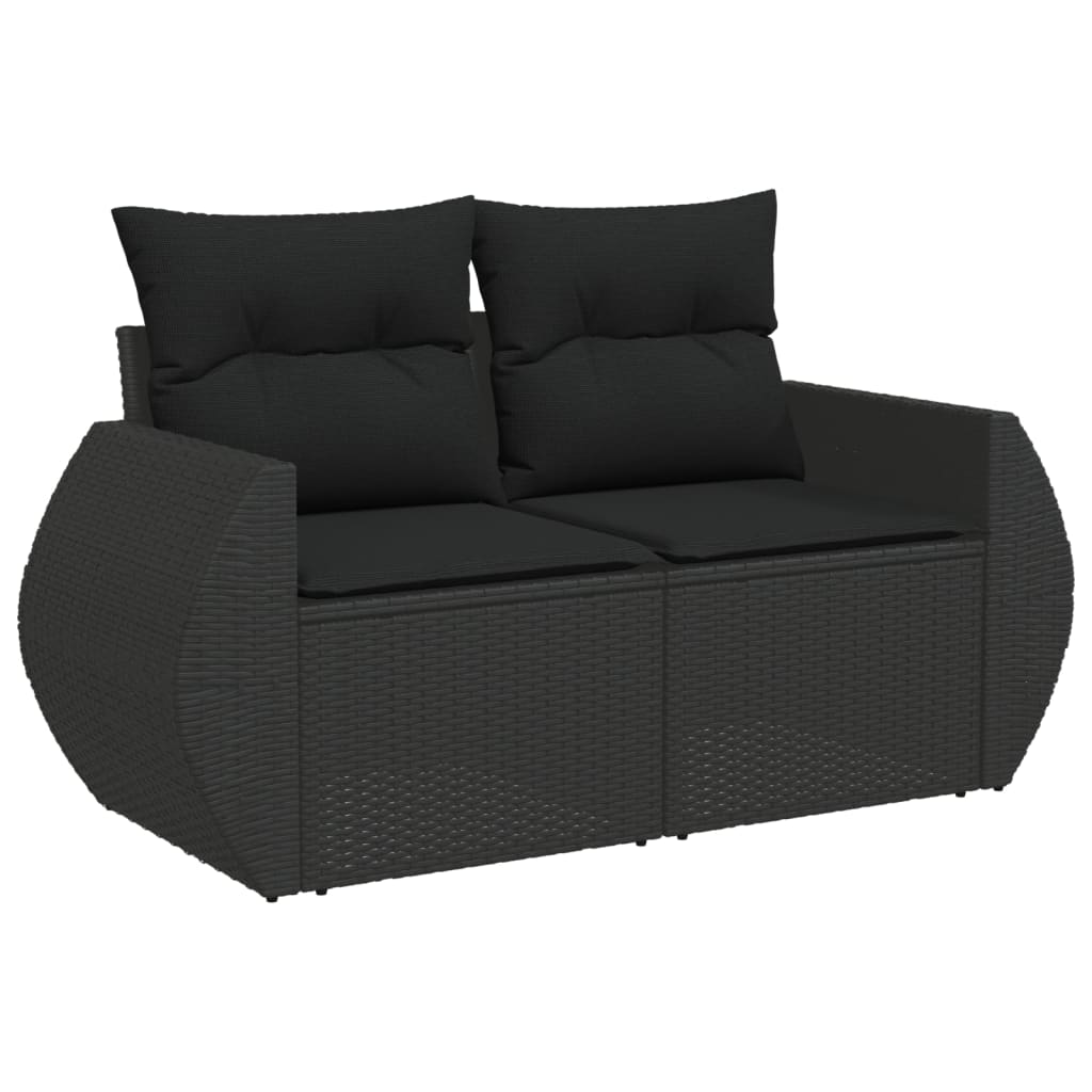 6-dijelni set vrtnih sofa s jastucima crni od poliratana