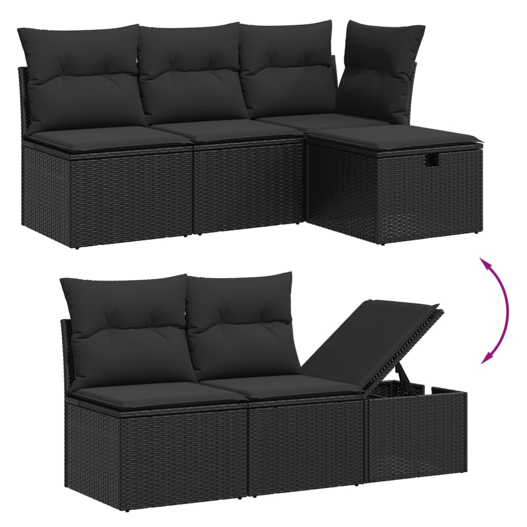6-dijelni set vrtnih sofa s jastucima crni od poliratana