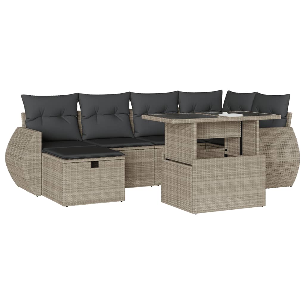 7-dijelni set vrtnih sofa svjetlosivi od poliratana