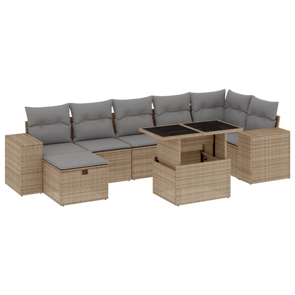 8-dijelni set vrtnih sofa od poliratana s jastucima bež