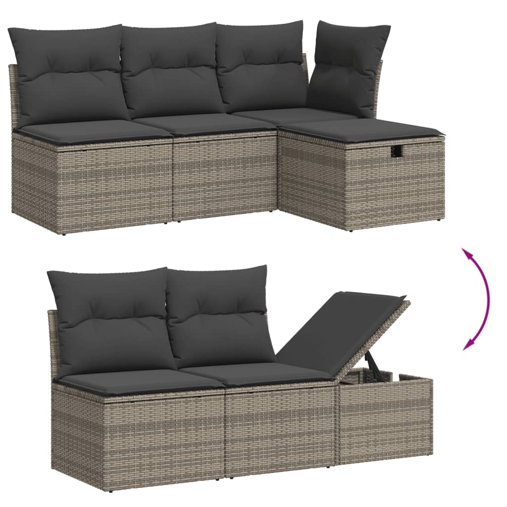 8-dijelni set vrtnih sofa od poliratana s jastucima sivi