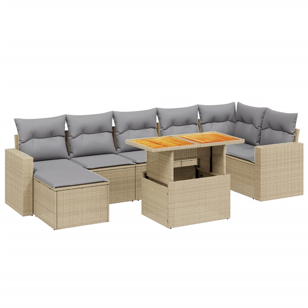 8-dijelni set vrtnih sofa od poliratana s jastucima bež