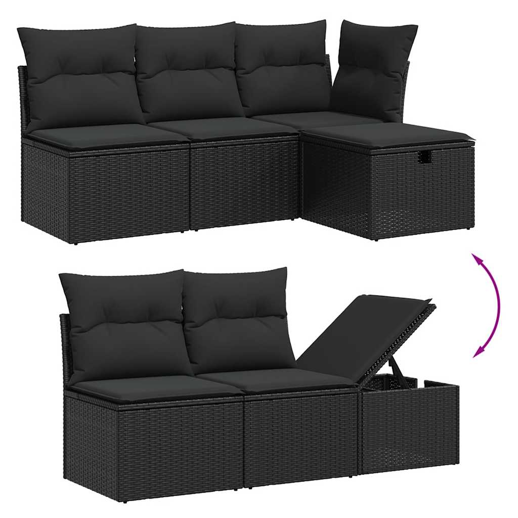 6-dijelni set vrtnih sofa s jastucima crni od poliratana