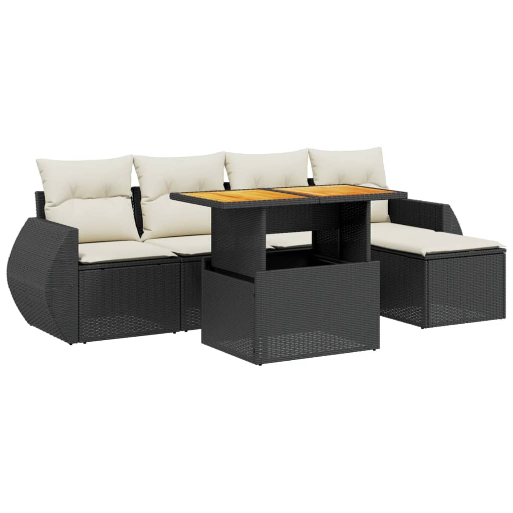 6-dijelni set vrtnih sofa s jastucima crni od poliratana