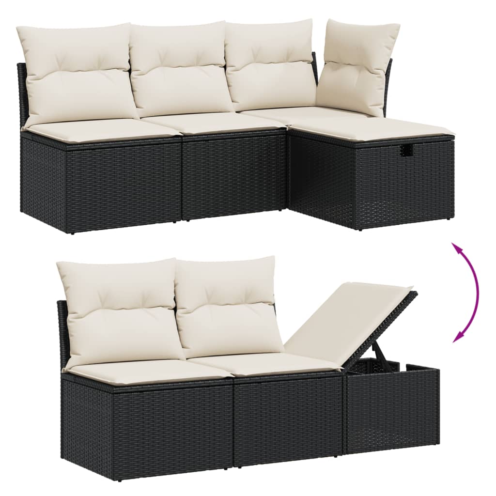 6-dijelni set vrtnih sofa s jastucima crni od poliratana