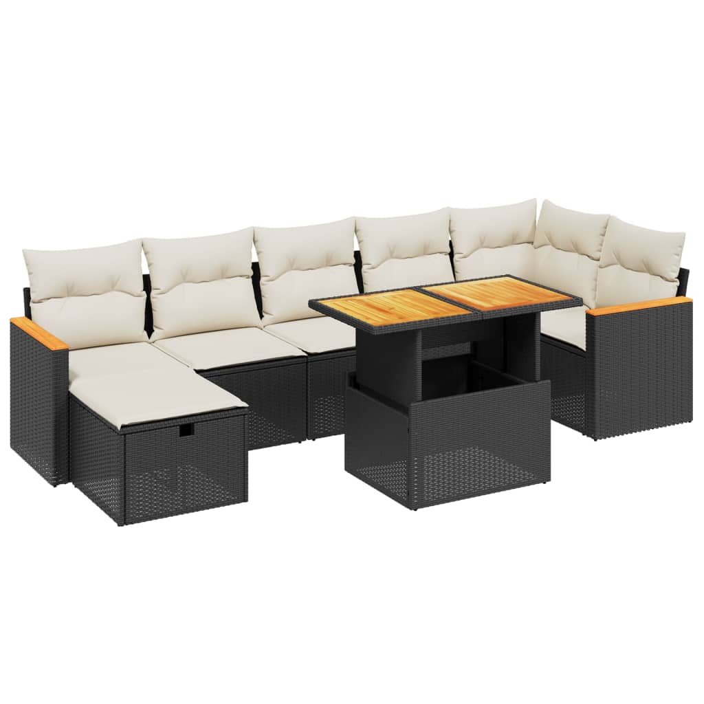 8-dijelni set vrtnih sofa od poliratana s jastucima crni