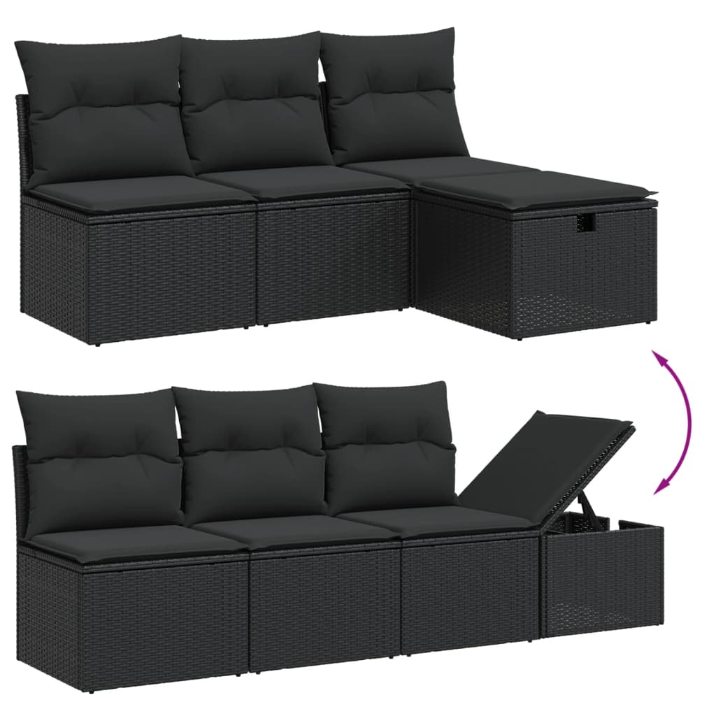 8-dijelni set vrtnih sofa od poliratana s jastucima crni